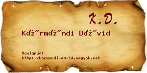 Körmöndi Dávid névjegykártya