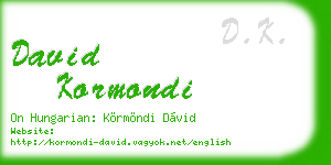 david kormondi business card
